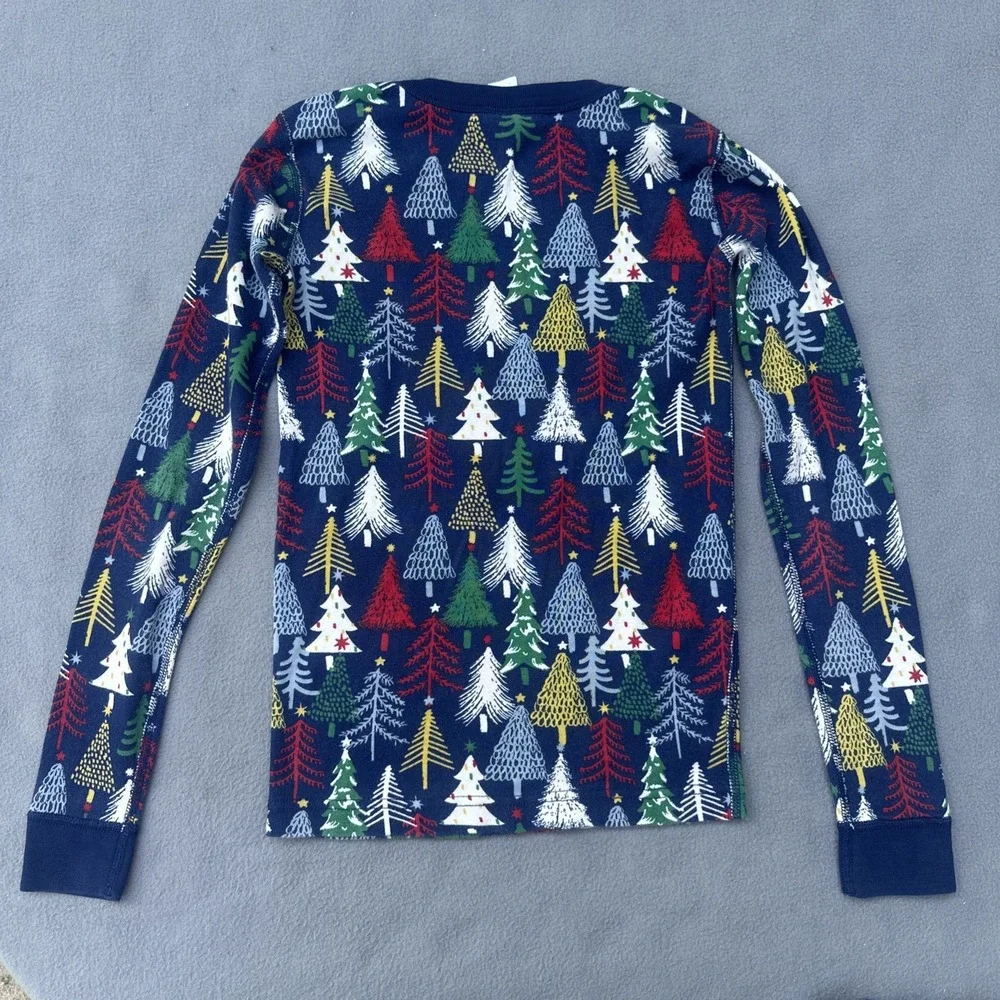 Hanna Andersson Twinkly Trees on Navy Organic Cotton Pajamas 2 Pc PJ Set Size 14